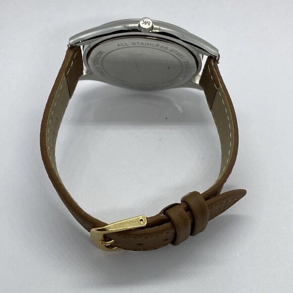 Michael Kors Runway MK-3178 Women's Brown Leather Analog Silver Dial Watch EY103 - Picture 11 of 12